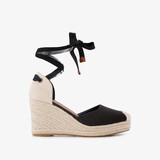 Dames sleehak espadrilles met strik zwart