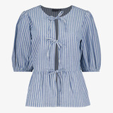 TwoDay dames blouse met strikjes blauw wit