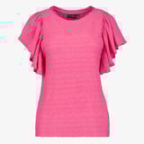 TwoDay dames T-shirt met ruches mouwen roze