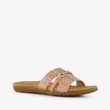 Blue Box gekleurde dames slippers met gesp goud