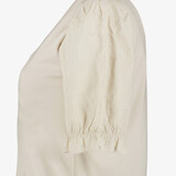 Dames T-shirt met geborduurde mouwen beige