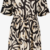 Dames jurk met print beige zwart
