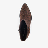 Suede dames western laarzen met panterprint bruin