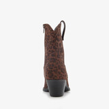 Suede dames western laarzen met panterprint bruin