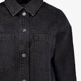 Dames denim overshirt met strass steentjes zwart