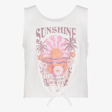 Name it meisjes singlet met knoop en opdruk wit