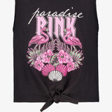 Meisjes singlet met knoop en opdruk zwart