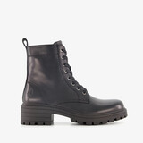 Leren dames veterboots zwart