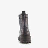 Leren dames veterboots zwart
