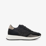 Suede dames sneakers met zebraprint details zwart