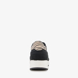 Suede dames sneakers met zebraprint details zwart