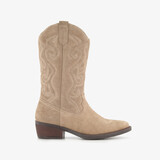 Suède dames cowboylaarzen beige