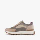 Dames sneakers met panterprint details taupe
