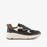 Leren dames sneakers zwart goud