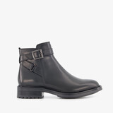 Leren dames enkellaarzen zwart