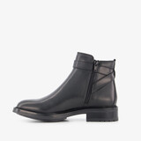 Leren dames enkellaarzen zwart