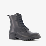 Harper leren dames veterboots zwart