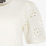 T-shirt met broderie mouwen wit