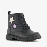 Stap leren meisjes veterboots met sterren zwart