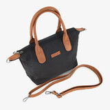 Dames schoudertas zwart cognac