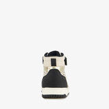 Hoge meisjes sneakers met panterprint details zwart beige