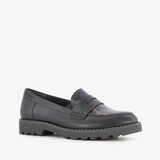 Tamaris dames loafers met panterprint details zwart