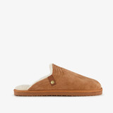 Heren pantoffels met teddy voering cognac