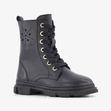 Groot leren meisjes veterboots zwart