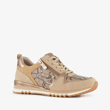 Nova dames sneakers met slangenprint beige goud