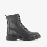 Leren dames veterboots zwart