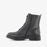 Leren dames veterboots zwart
