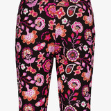 Flared meisjes broek met bloemen zwart roze