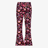 Flared meisjes broek met bloemen zwart roze