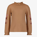 TwoDay meisjes top met hartjes en strikjes bruin