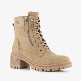 Blue Box dames veterboots met hak beige