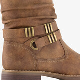 Dames enkellaarsjes met gesp cognac