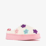 Thu!s teddy instap pantoffels met sterren wit roze
