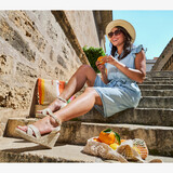 Dames strohoed beige