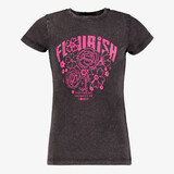 Acid wash meisjes T-shirt met opdruk