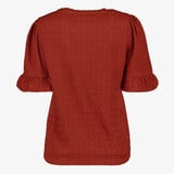 Dames top met ruches donkeroranje