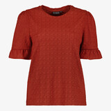 TwoDay dames top met ruches donkeroranje