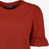 Dames top met ruches donkeroranje