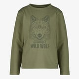 Unsigned jongens shirt met lange mouwen en wolvenkop groen