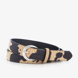 Dames riem met koeienprint bruin zwart