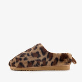 Dames pantoffels met panterprint bruin beige