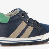 Leren babyschoenen met strepen donkerblauw