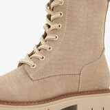Dames croco veterboots beige