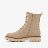 Dames croco veterboots beige