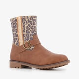 Blue Box meisjes enkellaarsjes met luipaardprint cognac