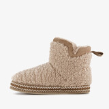 Gevoerde dames teddy pantoffels beige